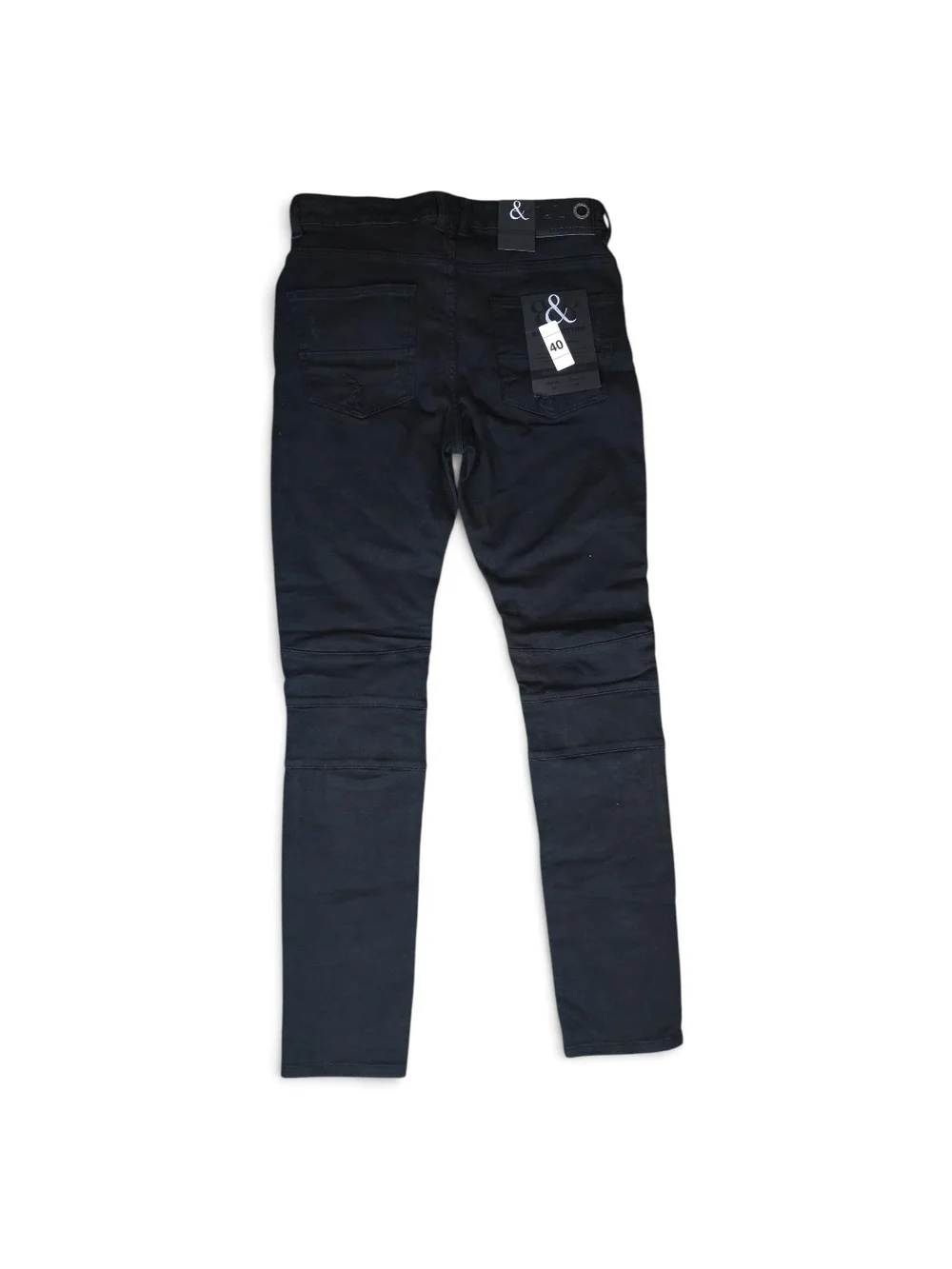 Men's Black Skinny Jeans with Knee Distress -